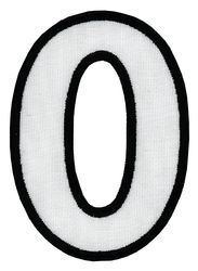 Nažehľovacie vyšívané čísla - nula biela výška 8 cm